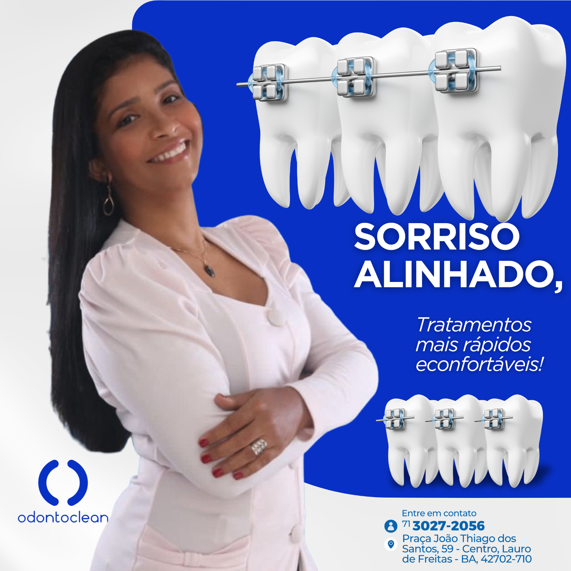 Sorriso alinhado com tratamentos rápidos